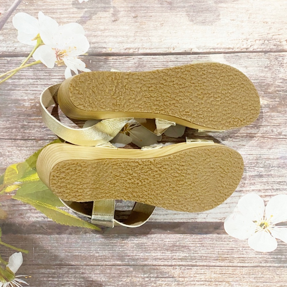 Free People Gold Strappy Wedge Sandals - Picture 6 of 7